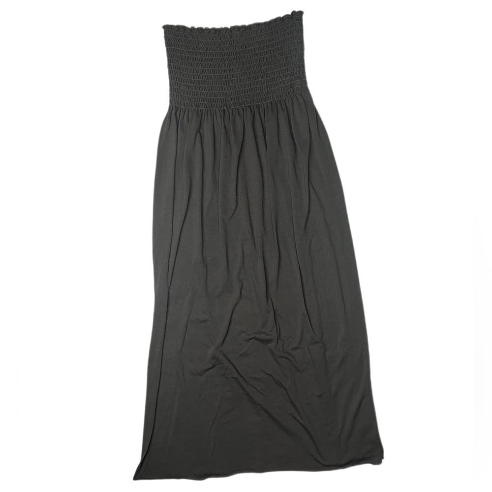Grey dress medium solid all grey one size fits all maxi strapless sundress